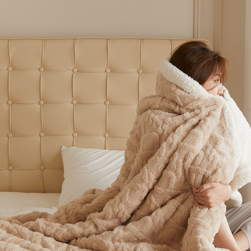 温暖美好塔肤绒羊羔绒毛毯保暖加厚 秋冬季单双人休闲毯子铺床垫