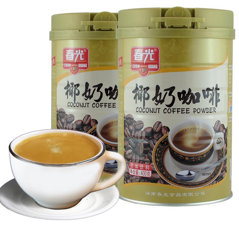 海南特产 春光椰奶咖啡400gx2罐 3合1速溶咖啡 奶香味 冲饮品