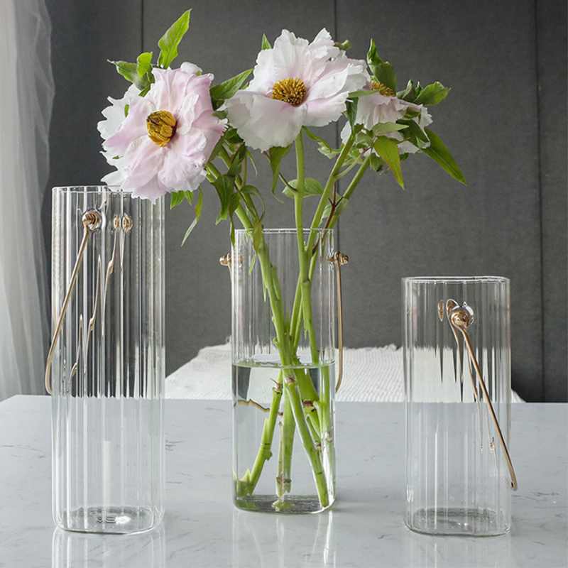现代简约北欧客厅插花玻璃花瓶摆件鲜花干花装饰摆件花瓶ins轻奢