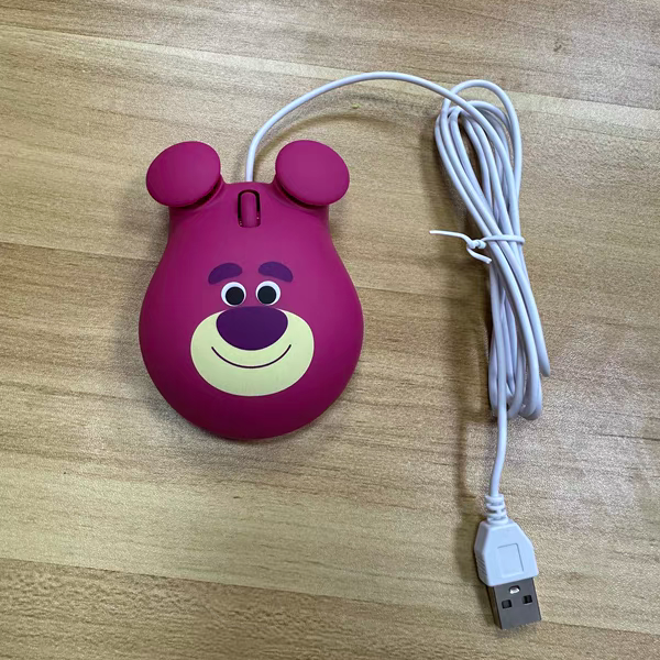 有线鼠标卡通搞怪草莓熊鼠标USB台式笔记本通用无线蓝牙充电鼠标