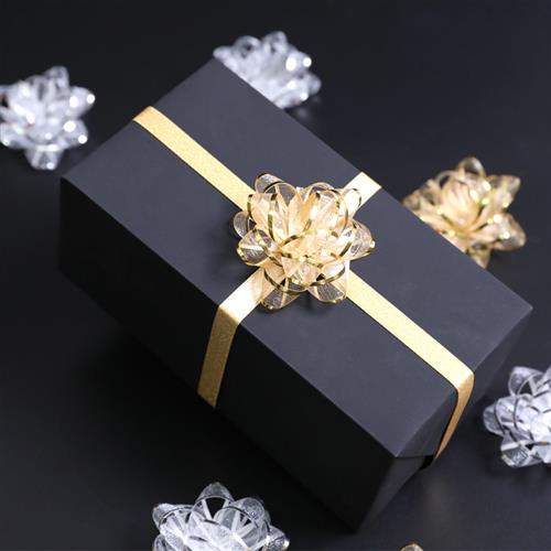 雪纱星星花金色银色礼品盒拉花圣诞节日生日装饰花半圆形透明花球