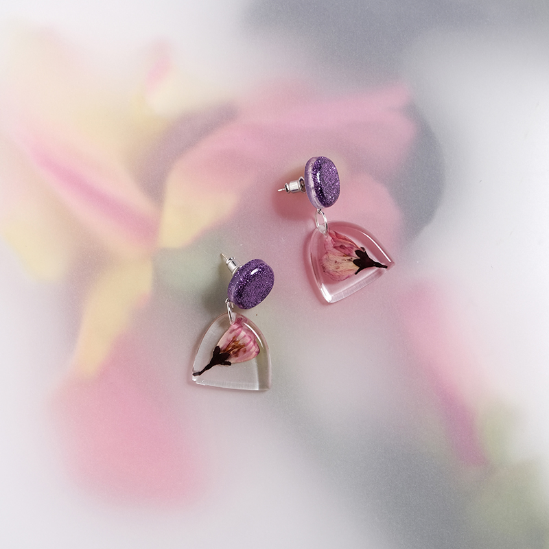 tickle原创设计夏季轻奢气质高级感植物花朵玫瑰耳钉耳夹森系仙美