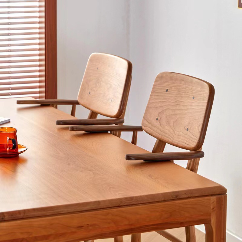老木匠家具北美樱桃木原木实木考拉扶手椅现代简约餐厅可挂餐椅