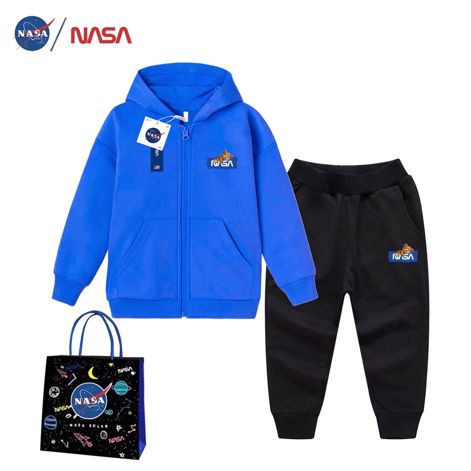 NASA男童秋装套装2023新款韩版潮帅气时髦中大童儿童女童加绒童装