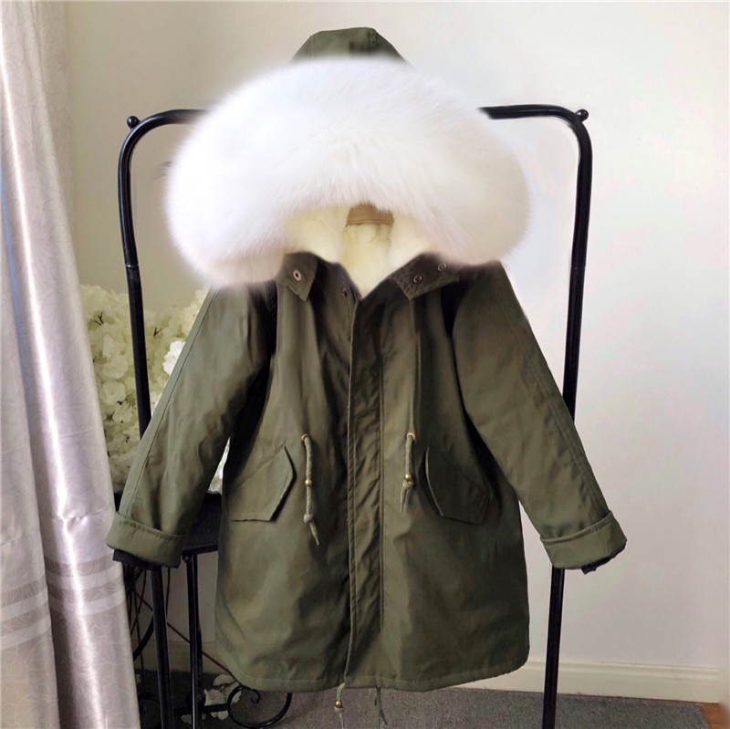 19冬季新款儿童真皮草獭兔毛外套派克服男女童可拆卸保暖外套大衣