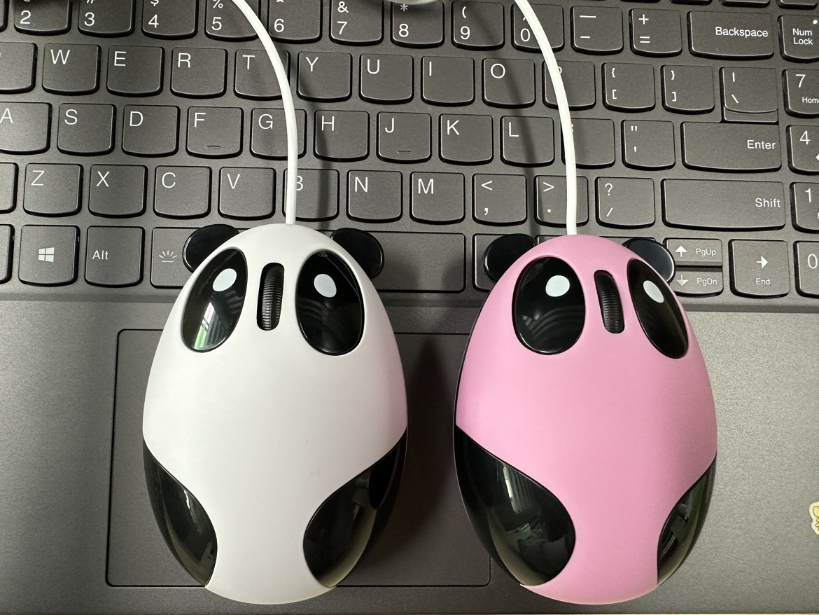 有线无线鼠标圆润创意可爱熊猫鼠标USB台式笔记本电脑通用送电池