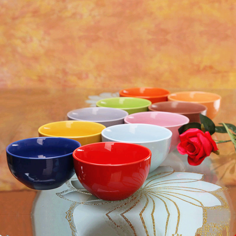 釉下彩家有儿女餐具彩色大号加厚陶瓷碗家用创意情侣粥碗米饭碗