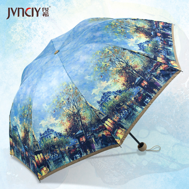 晴雨两用太阳伞女小巧便携手动折叠防晒防紫外线森系复古简约雨伞