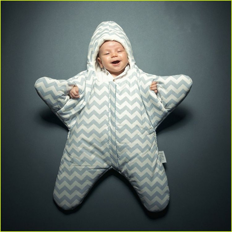 ins小海星婴儿睡袋秋冬宝宝新生儿抱被全棉0-3-12个月冬季防踢被