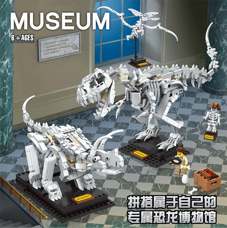 兼容乐高侏罗纪系列考古恐龙化石21320儿童拼装中国积木男孩玩具