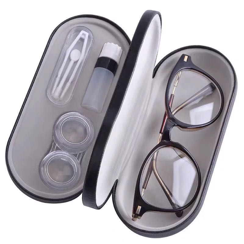 两用太阳镜眼镜盒 双层隐形近视眼镜盒上下两层抗压收纳旅行便捷