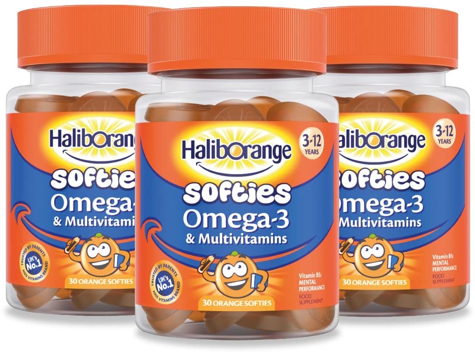 英国直邮七海Haliborange3-12岁儿童复合维生素鱼油橙味软糖*3盒