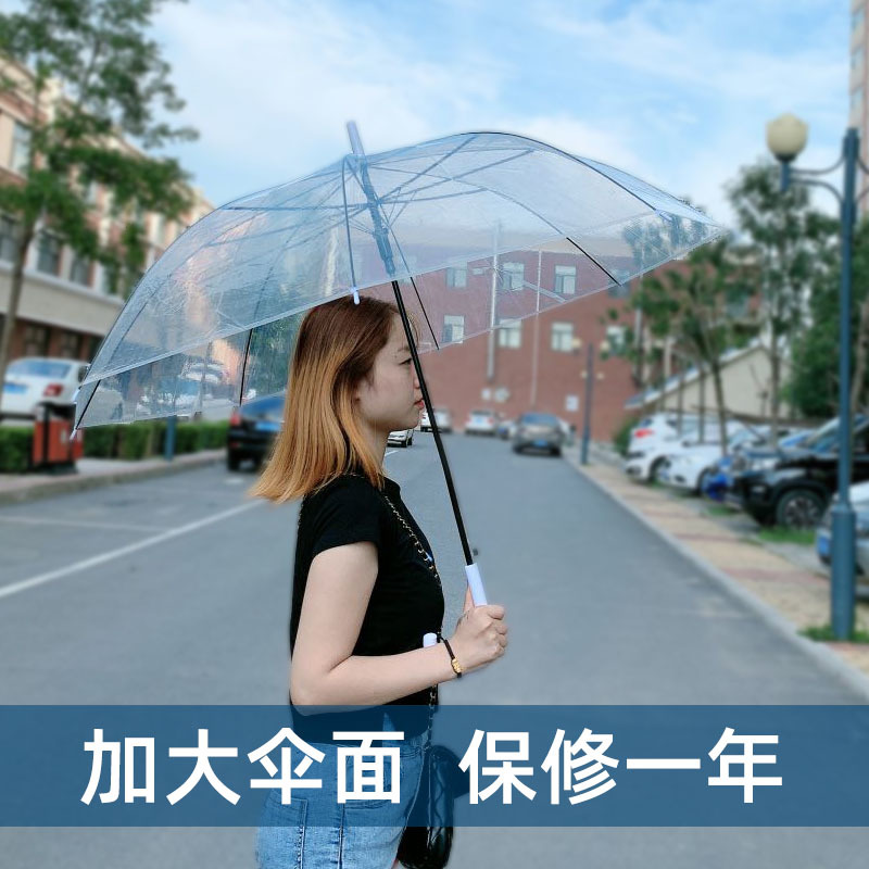 白色透明雨伞长柄女生拍照自动伞韩版小清新森系简约大号双人伞