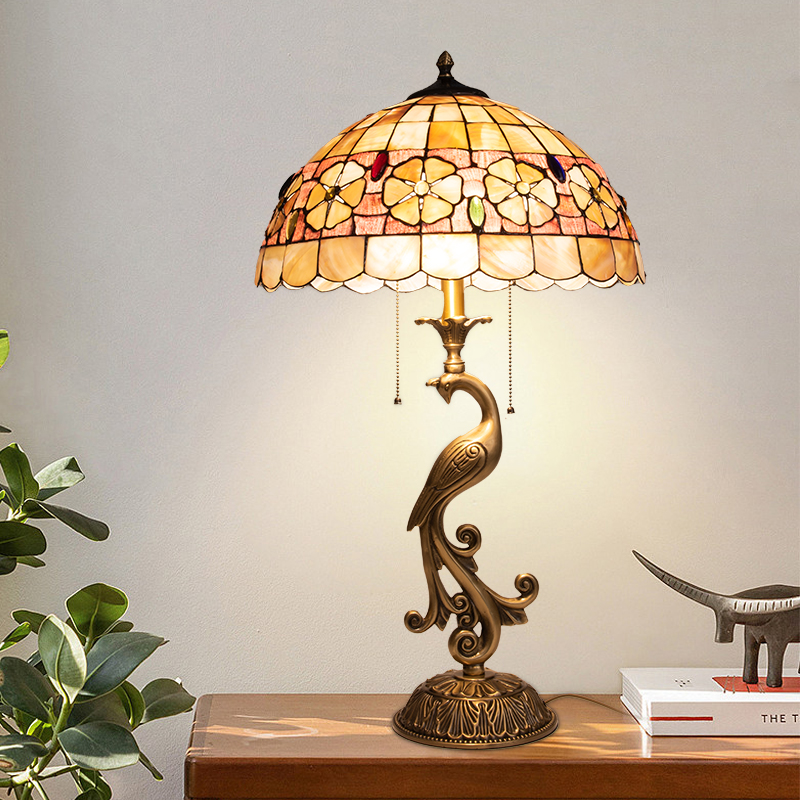 台灯美式复古欧式法式全铜帝凡尼艺术品纯铜摆件客厅装饰贝壳台灯
