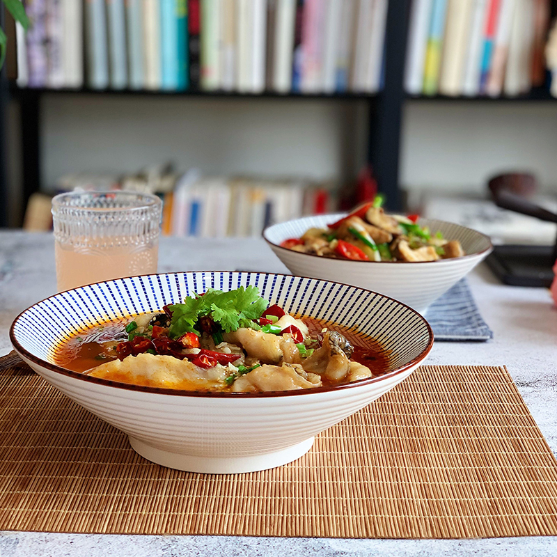古怪小姐仿宋斗笠烧碗菜碗家用装菜碗日式小面碗高脚个性创意汤碗