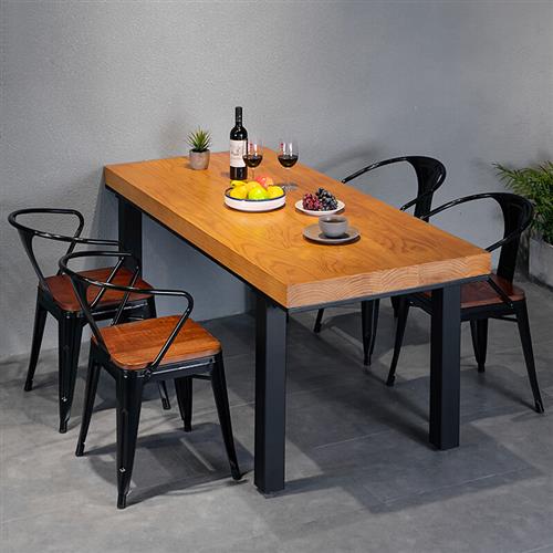 定制定制工业风铁艺实木餐桌椅组合现代休闲简约小户型咖啡厅餐厅