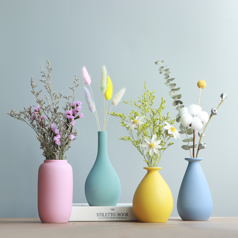创意干花瓶北欧摆件客厅插花陶瓷小花瓶简约现代小清新家居装饰品