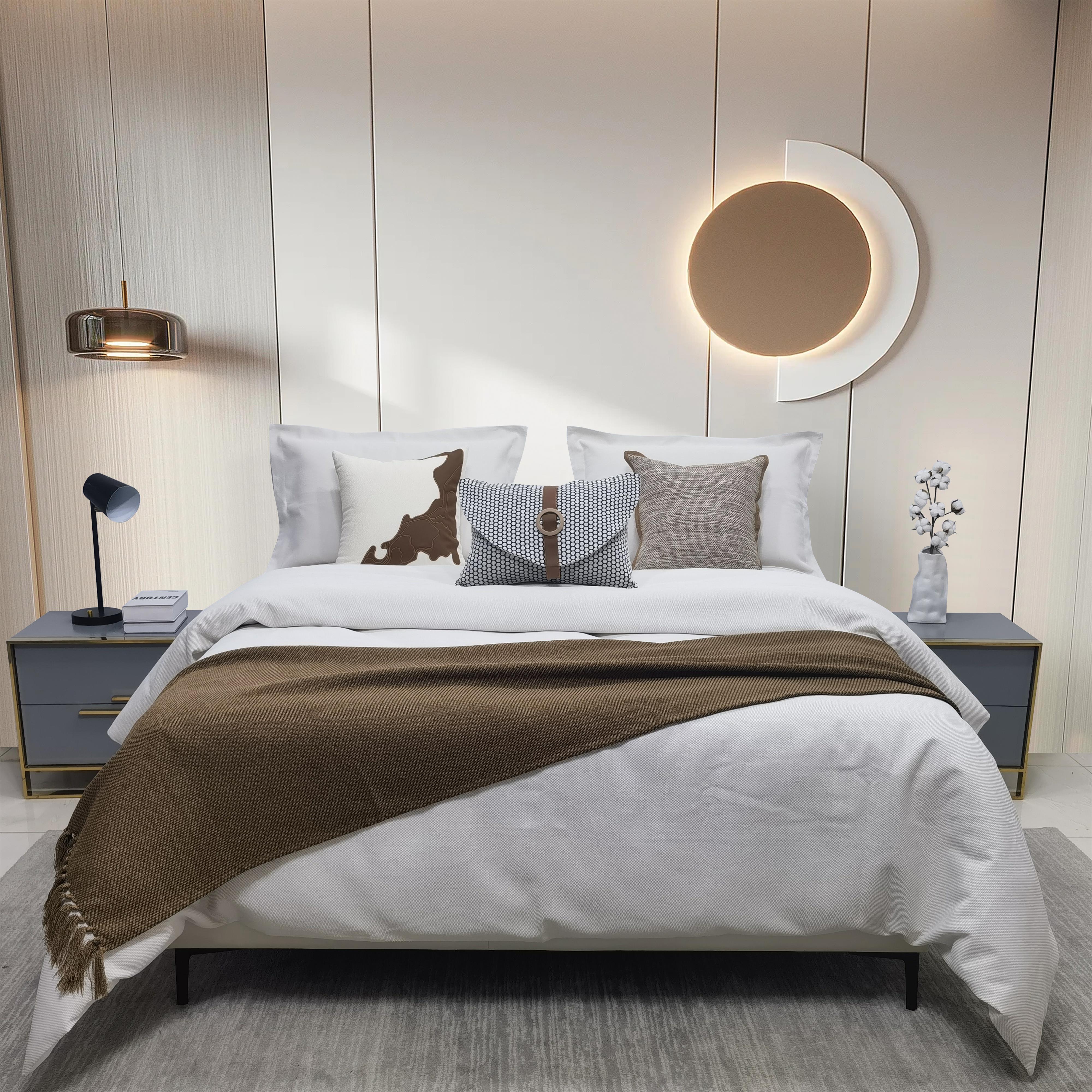 床笠式新中式简约家具展厅配套床品侘寂风样板间床上用品软装床品