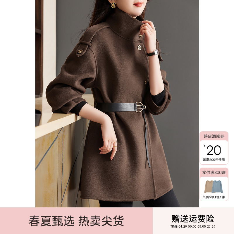 XWI/欣未美拉德毛呢外套女2023年冬季新款宽松加厚双面呢子大衣
