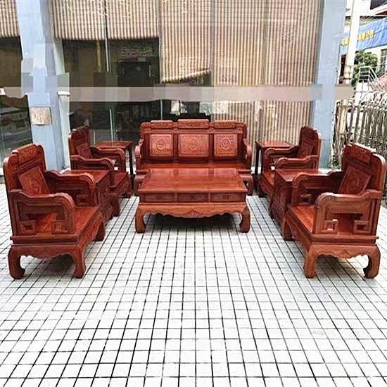大果紫檀木10件套沙发缅甸花梨木远山中式古典红木家具定制生产