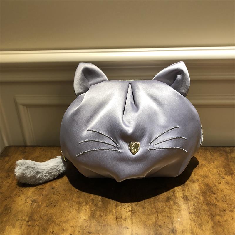 猫咪造型球包 化妆包 便携补妆收纳包 可J爱手拿包 内里暹罗猫印