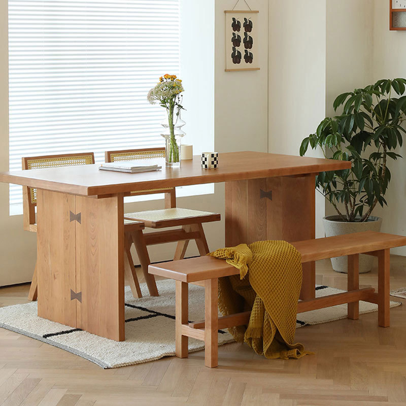 老木匠家具樱桃木长方形餐桌黑胡桃木全实木多功能写字桌大板桌