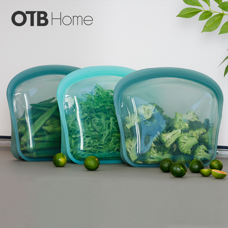 OTB欧标硅胶保鲜袋食品级矽膠冷冻加热冰箱收纳袋密封硅胶袋家用