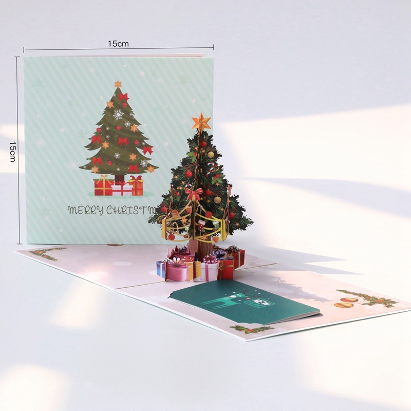 圣诞节贺卡立体圣诞树卡片创意韩国ins风高档祝福礼物3d纸雕折叠