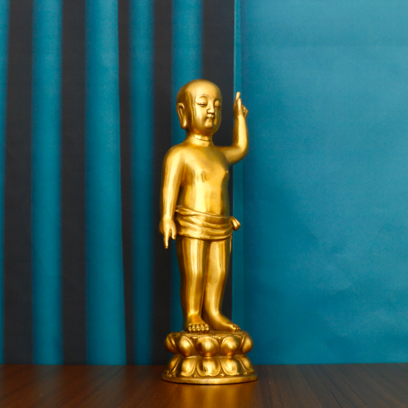 纯铜太子浴佛悉达多宝宝释迦摩尼像家用客厅商铺桌面装饰工艺摆件