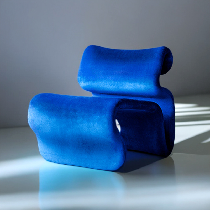 设计师创意艺术褶皱会所服装店接待椅S弓异形飘带单懒人沙发躺椅