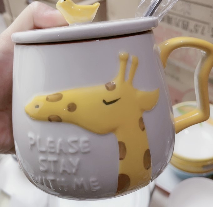可爱时尚陶瓷长颈鹿ins家用水杯牛奶杯咖啡杯喝水杯宿舍公司家用