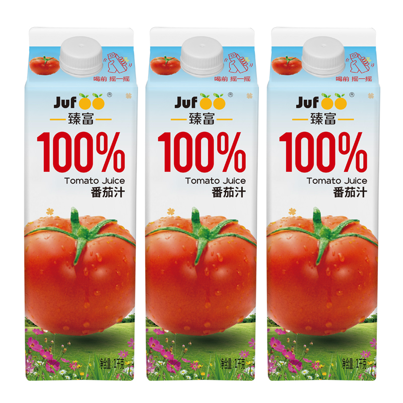 臻富纯果汁100%番茄汁1kg*3大瓶 不加糖盐西红柿汁果蔬汁饮品饮料