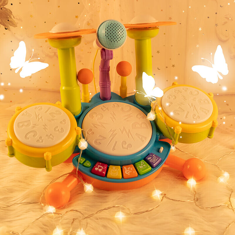 灵动宝宝儿童玩具架子鼓初学者多功能乐器爵士鼓男女孩3-4-6岁生
