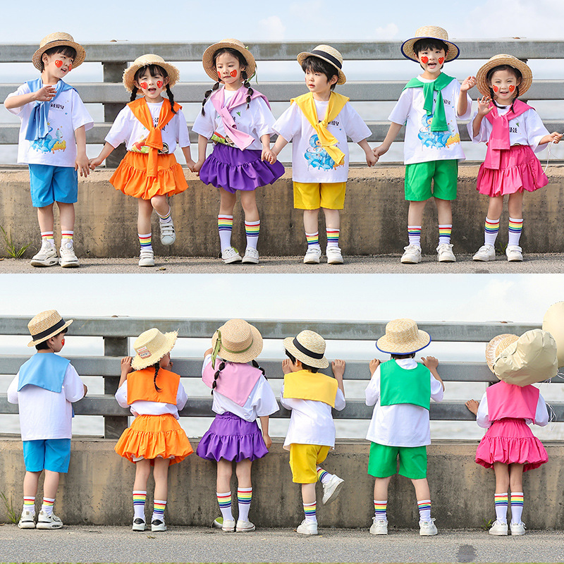 儿童啦啦队演出服小学生运动会新款定制班服幼儿园合唱表演服套装