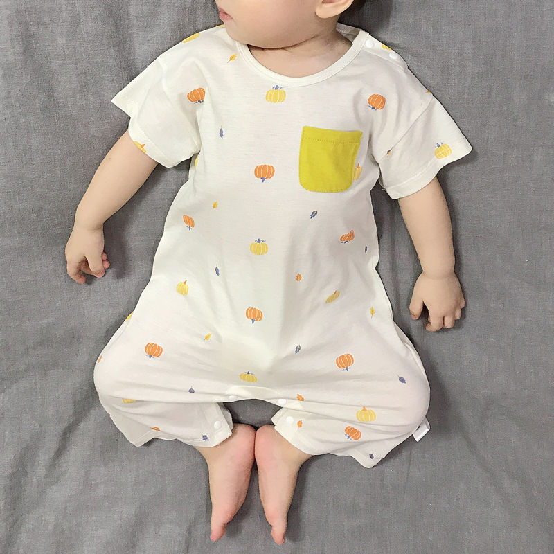 婴儿莫代尔连体衣夏装新款儿童短袖家居服睡衣薄款男女宝宝空调服