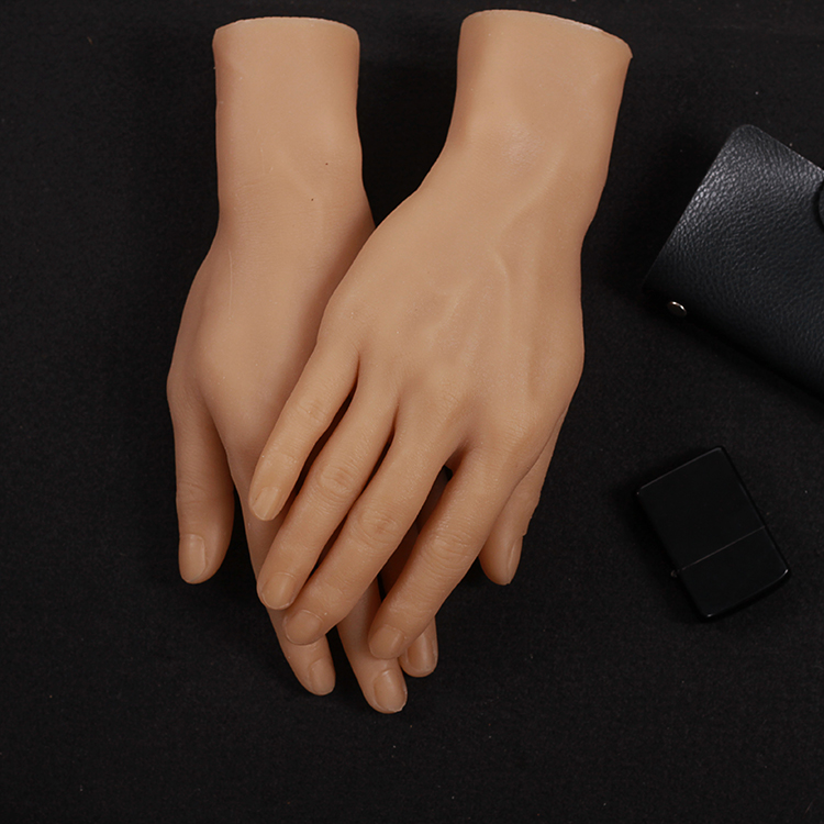 新款真人硅胶仿真手模男士假手模型手表戒指展示直播拍照道具手控