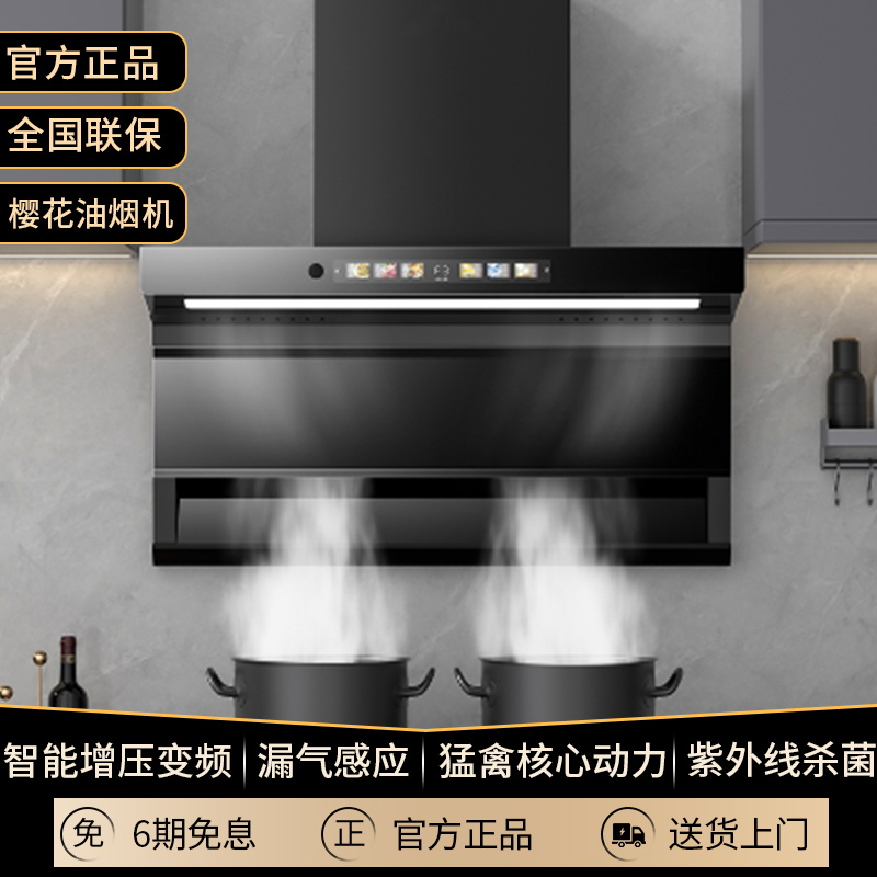 官方旗舰抽油烟机家用厨房大吸力顶侧双吸智能语音自动清洗吸油机