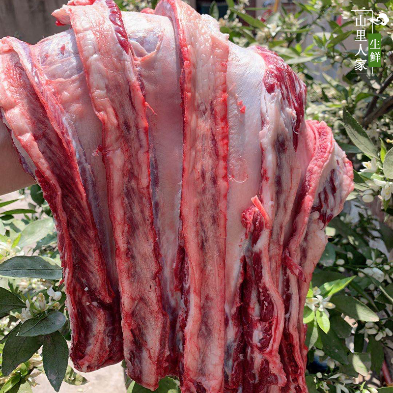 新鲜牛肋条肉2斤 生牛肉 牛肋排肉 剔骨牛排肉 农家散养土黄牛肉