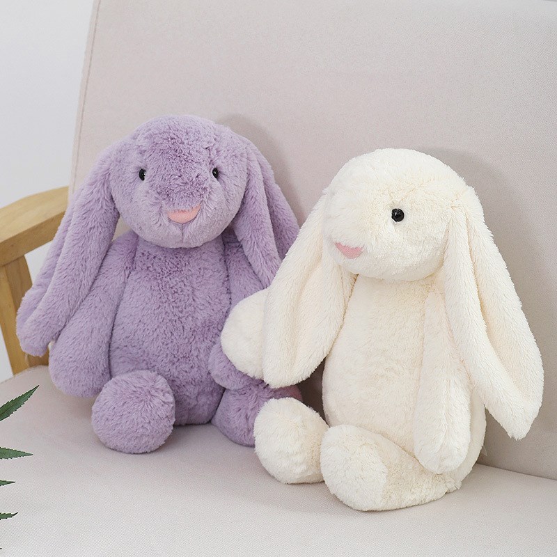 兔子毛绒玩偶五彩兔玩偶垂耳兔长耳兔安抚兔公仔抱睡娃娃紫色粉色