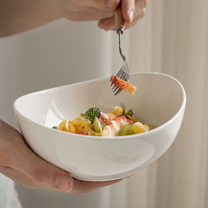 【搭什么食物都好看】7英寸ins白色异形碗餐厅陶瓷沙拉大碗甜品碗