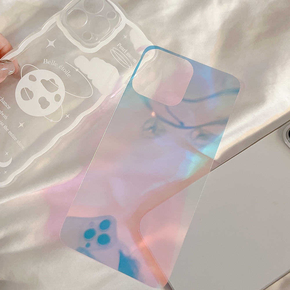 炫酷渐变镭射卡片适用苹果iPhone手机壳透明彩色发光卡片新款15Promax手机壳配件