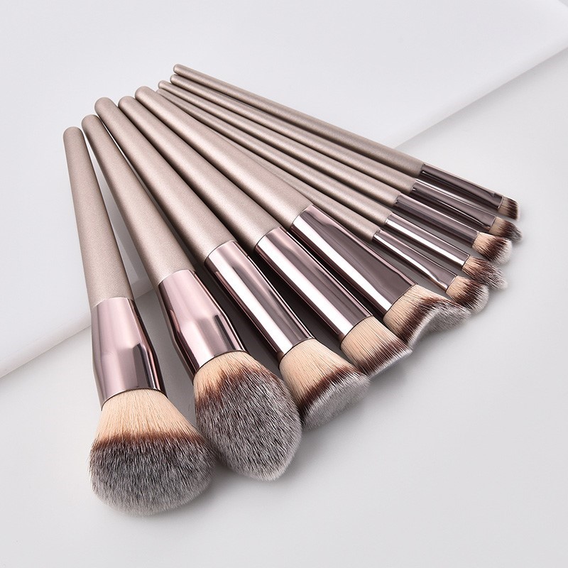 Hot Champagne Makeup Brush Set for Women Cosmetic Foundation