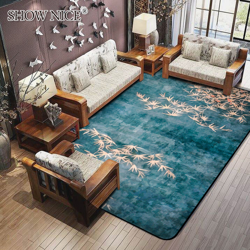 绣奈丝新中式地毯客厅茶几毯现代简约中国风卧室满铺床边毯长方形
