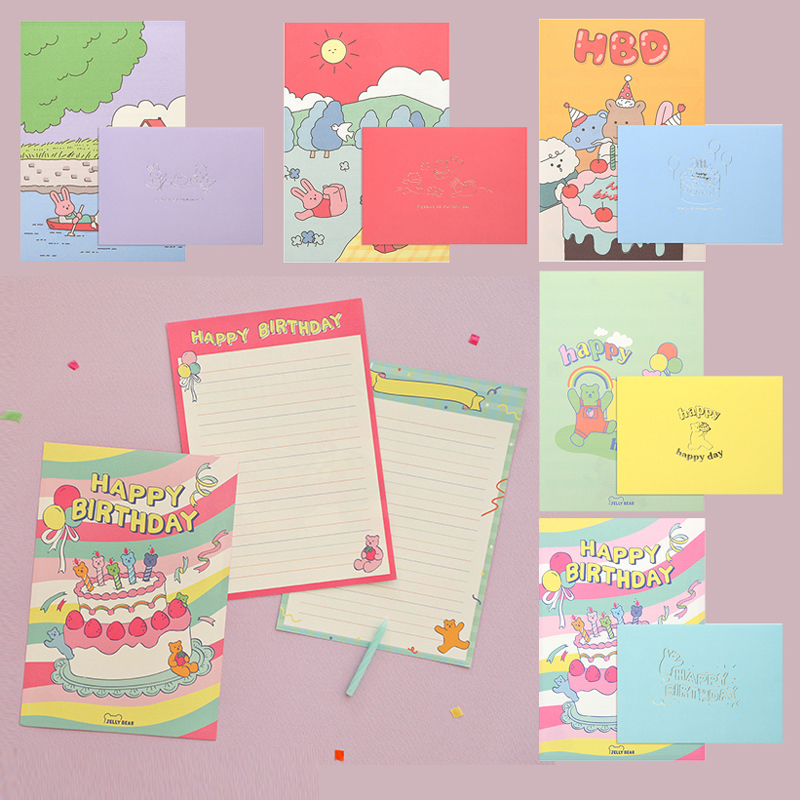 韩国Dailylike可爱ins风信纸信封套装高级感生日卡通表白情书贺卡