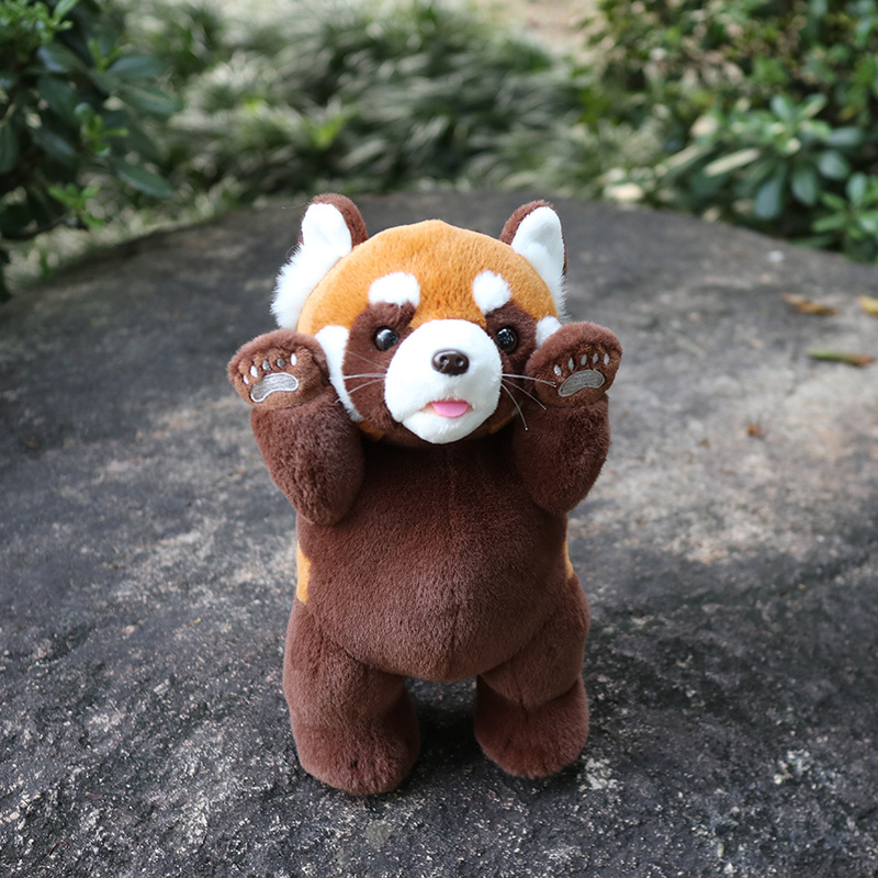 可爱小熊猫毛绒公仔 站款受惊吓红熊猫毛绒玩具 玩偶生日礼物道具