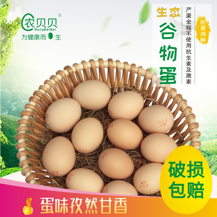 农贝贝谷物蛋鲜鸡蛋无公害绿色鸡蛋60枚包邮
