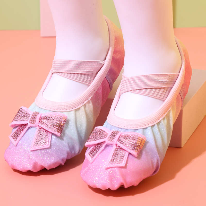 舞蹈鞋儿童女软底练功幼儿跳舞粉色猫爪专用肉色女童芭蕾舞学生鞋