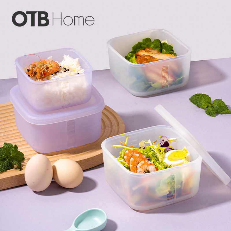 OTB硅胶饭盒微波炉可加热便当盒上班族轻便水果保鲜盒密封食品级