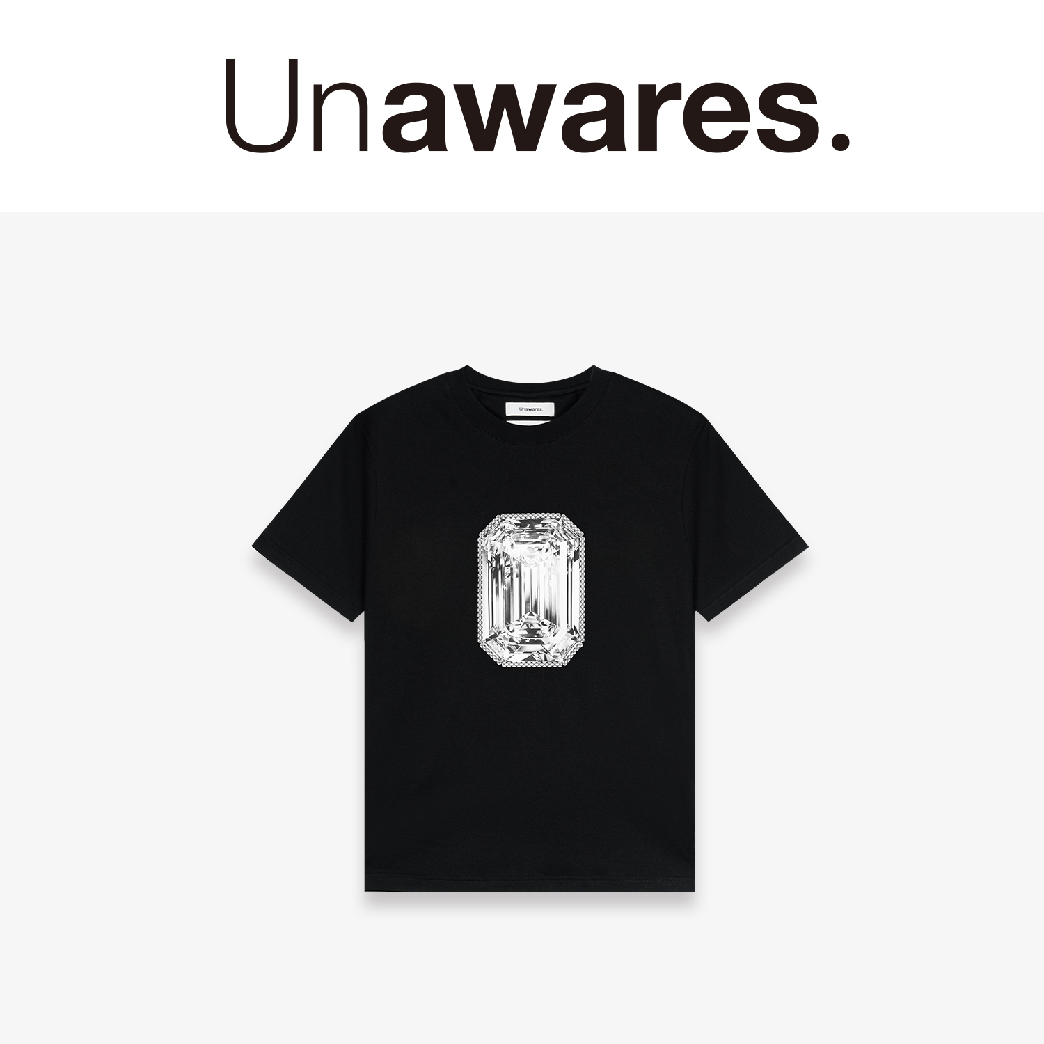 【尤长靖同款】Unawares 方形钻石图案直喷印花短袖T恤 240g