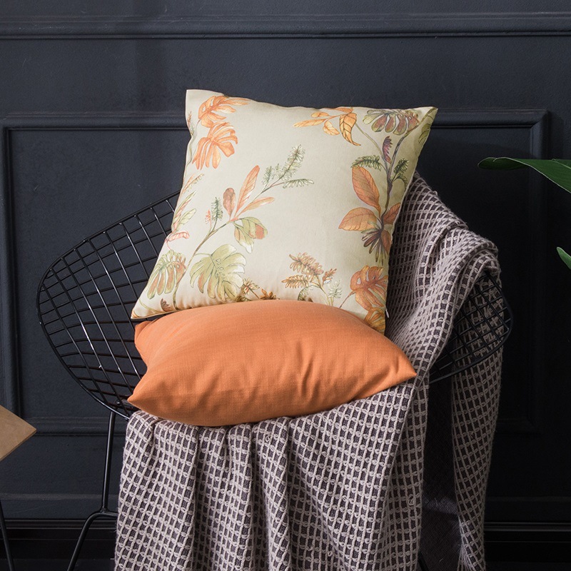美式沙发轻奢橘色抱枕橙色靠枕套靠垫不含芯大尺寸大号靠背60*60